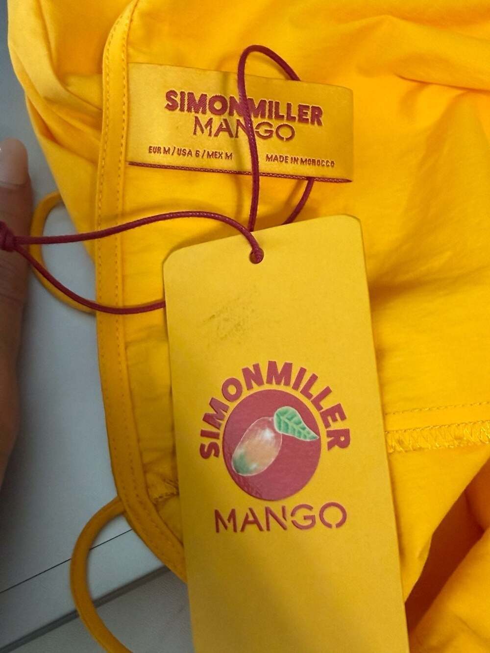 Simon Miller x Mango Bow Cotton Mini Dress Yellow Size 6 - Picture 6 of 10